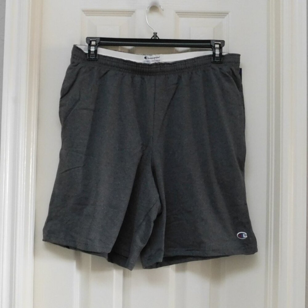 CHAMPION Jersey Mens Workout Shorts with Pockets Granite Heather Size XL